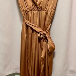 Dress Forum Satin Cropped Jumpsuit in Rust/Bronze
